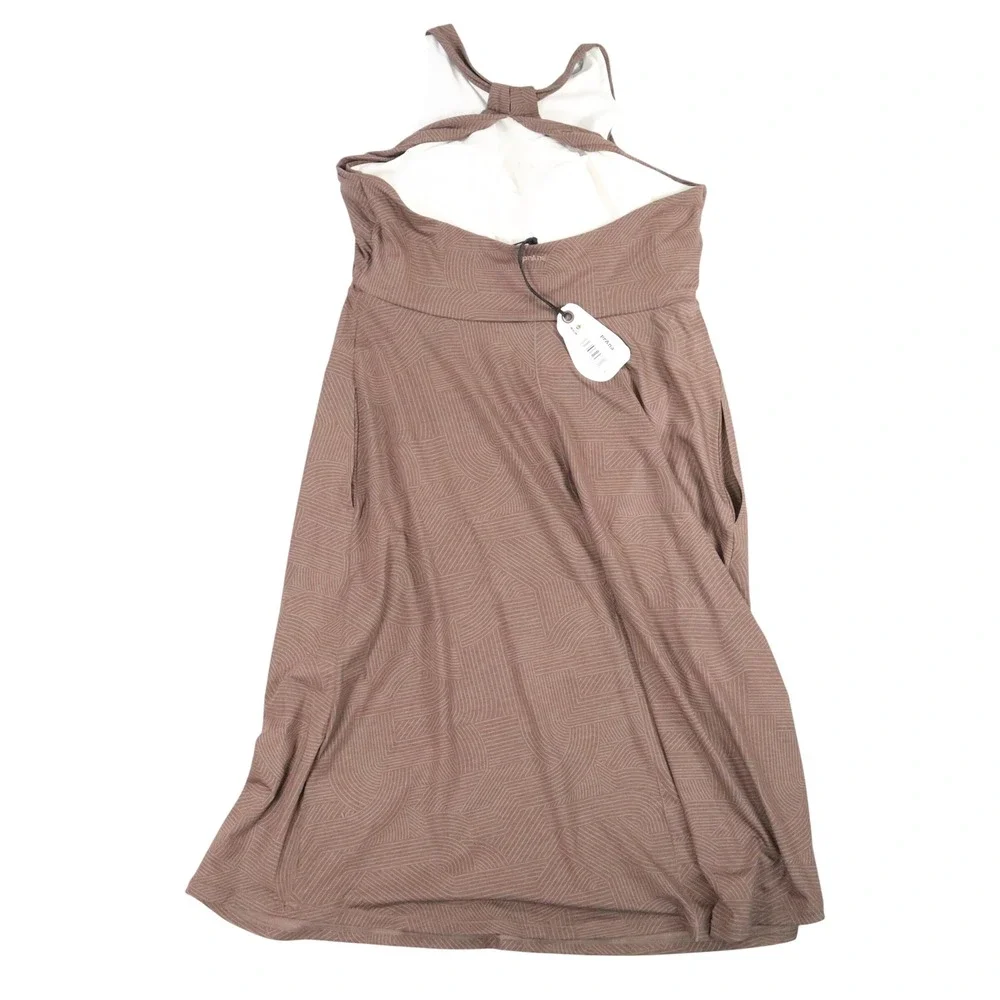 Prana Jewel Lake Summer Dress Womens L Carob Linea Brown Geometric Outdoor New - Picture 2 of 6